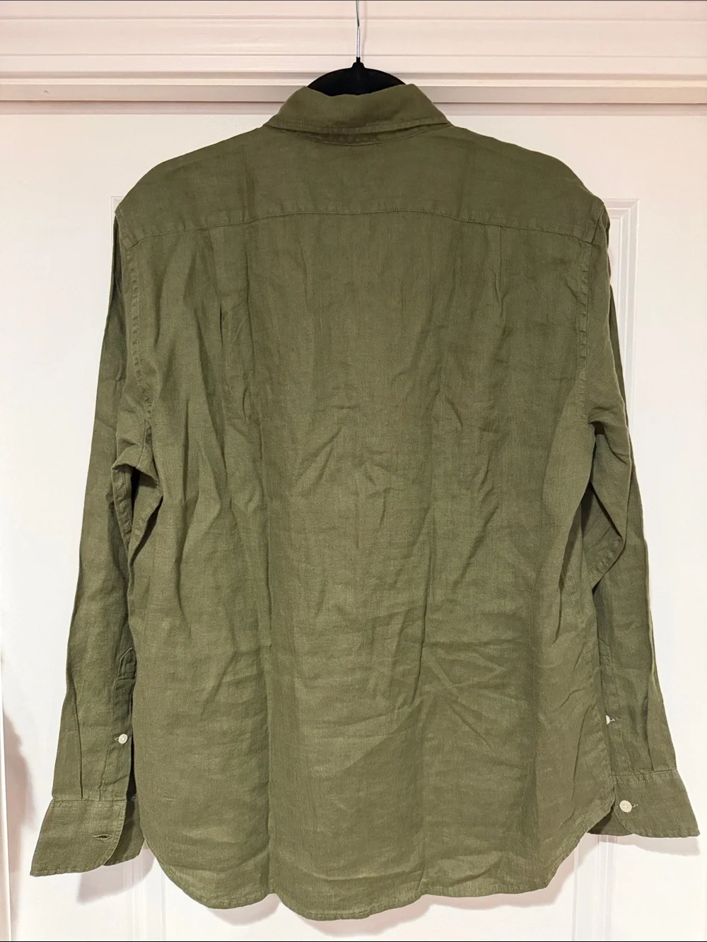 NWT! J. Crew Men’s Olive Green Long-Sleeve 80% Linen Button-Down Shirt Size L